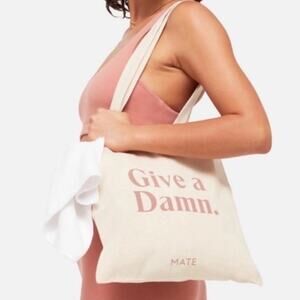 New NWT Mate The Label Beige Organic Cotton Mauve Give A Damn Tote Bag Women's